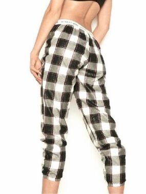 Victoria's Secret Black, White & Pink Plaid Jogger Pants